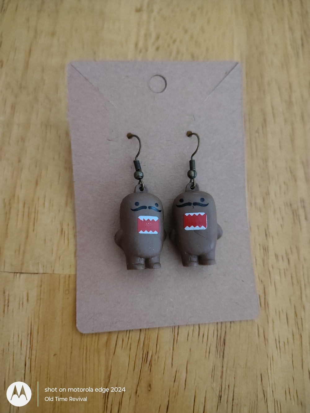 Domo Kun Mustache Vending Machine Toy Charm Handmade Dangle Drop Hook Earrings